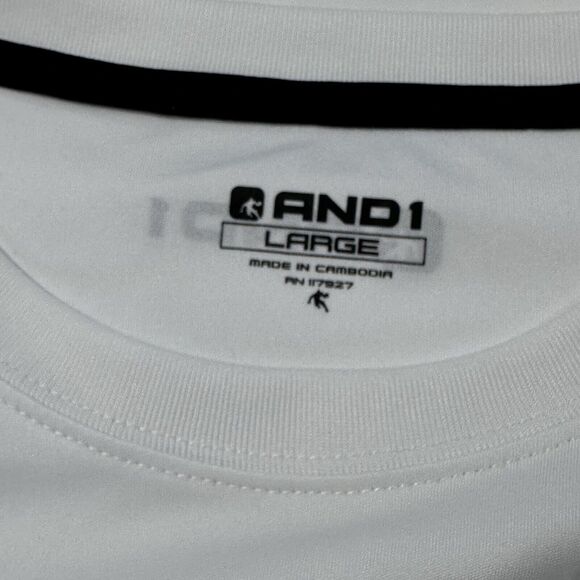 Vintage AND1 Basketball Logo T-Shirt White And Gray 90s Y2K Large - Picture 11 of 14